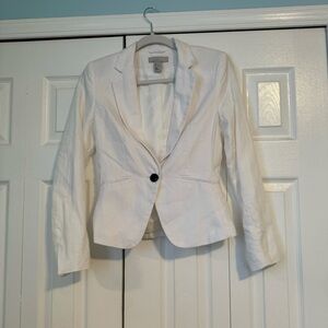 H&M White Linen and Cotton Blazer Size 4